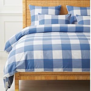 Serena & Lily Gingham Shams and Duvet Cover — French Blue Gingham — Queen Size